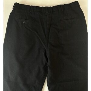 Hart Schaffner Marx Men's Black Check Pleated Dress Pants Worsted Wool Size 35